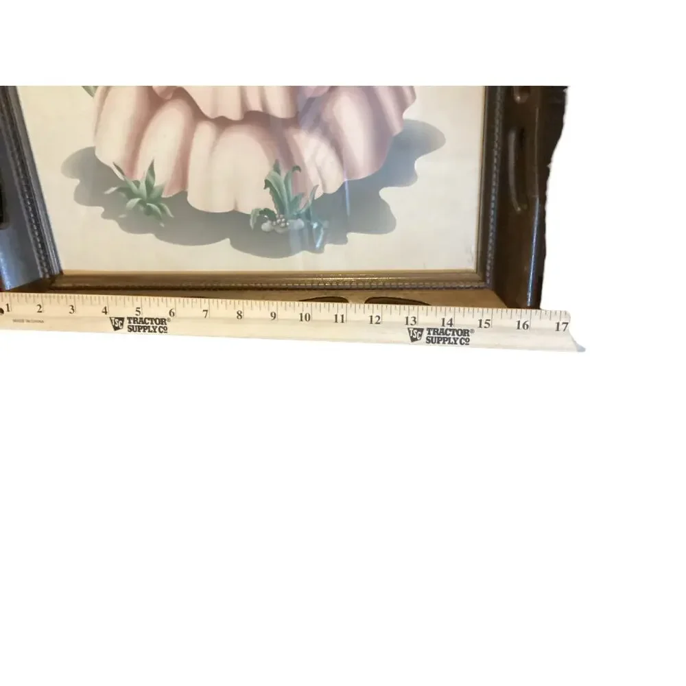 1940's Vintage Turner Art Watercolor Print Southern Belle Large Wooden Frame - Picture 4 of 5